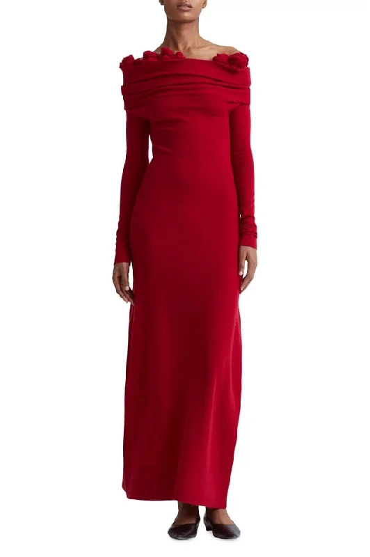 Evelyn Floral Applique One Shoulder Maxi Dress Elegant Wraparound Maxi Dress