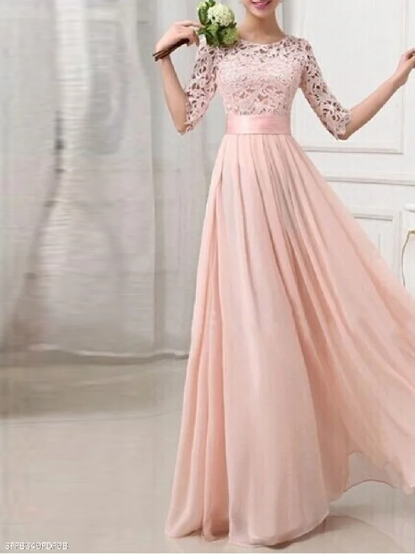 Fashion Chiffon Lace Solid Color Evening Maxi Dress Elegant Sleeveless Maxi Dress
