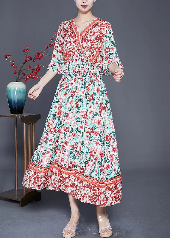 Fashion Pink Print Exra Large Hem Cotton Maxi Dresses Summer Comfortable Fitted Maxi Dress Fashion Pink Print Exra Large Hem Cotton Maxi Dresses Summer Comfortable Fitted Maxi Dress