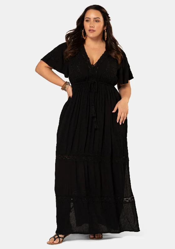 Floating Clouds Maxi Dress Trendy Floral Print Maxi Dress