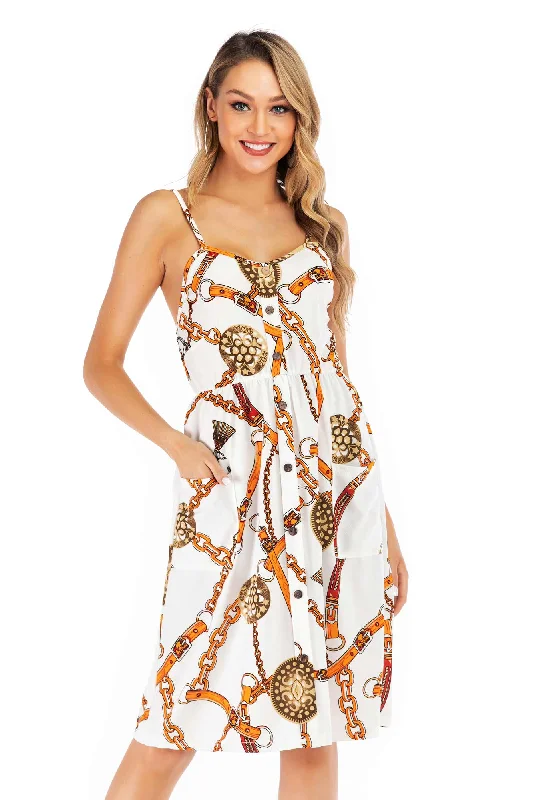 Floral Print Open Back Button Front Maxi Dress Cozy Open-Back Maxi Dress