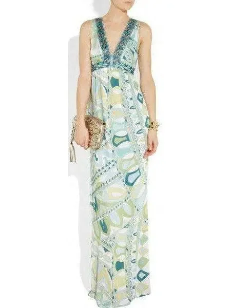 Geometric Printed Deep V-Neck Sleeveless Long Jersey Silk Maxi Dress Comfortable Bohemian Maxi Dress Geometric Printed Deep V-Neck Sleeveless Long Jersey Silk Maxi Dress Comfortable Bohemian Maxi Dress