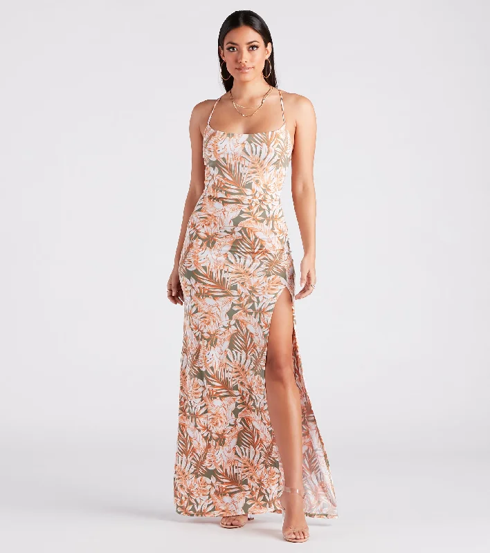 Getaway Bound Tropical Cowl Neck Maxi Dress Chic Boho Print Maxi Dress