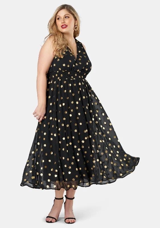 Gift Of Gold Spot Maxi Dress Cozy Spaghetti Strap Maxi Dress