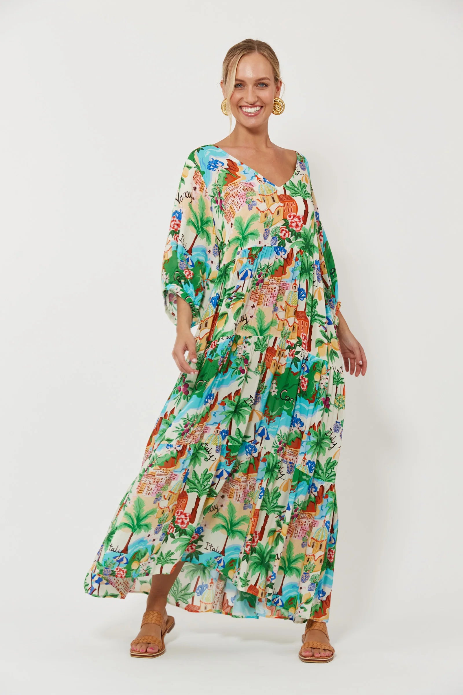 Isola Tiered Maxi Dress - Capri - HAVEN Elegant Sleeveless Maxi Dress