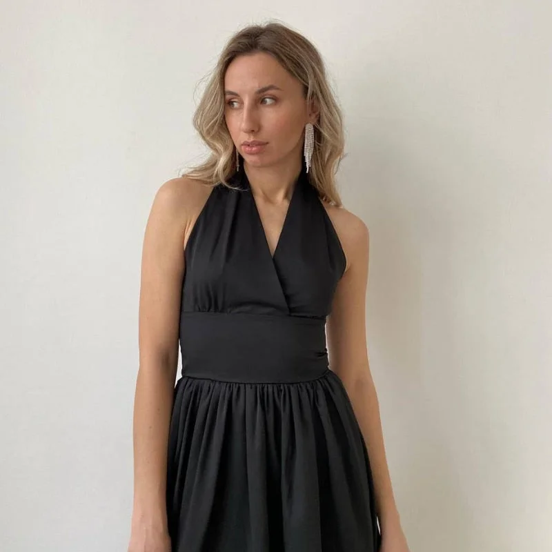 Lizakosht Black White Sexy V Neck Party Evening Dress Vintage Summer Beach Vacation Long Dresses Sleeveless Bodycon Maxi Dresses For Women Cozy Maxi Dress with Slit