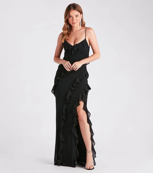 Lorelei Maxi Dress With Ruffles Comfortable Ruffle Hem Maxi Dress