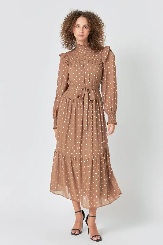 Polka Dot Maxi Dress Trendy Ruffled Maxi Dress