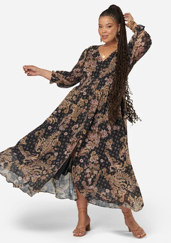 Missing Piece Maxi Dress Trendy V-Neck Maxi Dress