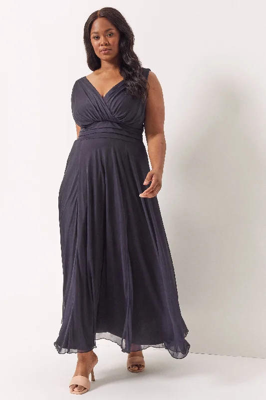 Nancy Marilyn Amethyst Purple Chiffon Maxi Dress Trendy Maxi Dress with Belt