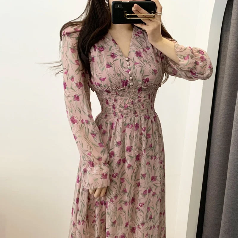 New Flower Dress Women Floral Chiffon Clothes Maxi Dresses Beach Elegant Autumn Pink Korean Long Sleeve V Neck Vestidos De Mujer Cozy Knitted Maxi Dress New Flower Dress Women Floral Chiffon Clothes Maxi Dresses Beach Elegant Autumn Pink Korean Long Sleeve V Neck Vestidos De Mujer Cozy Knitted Maxi Dress