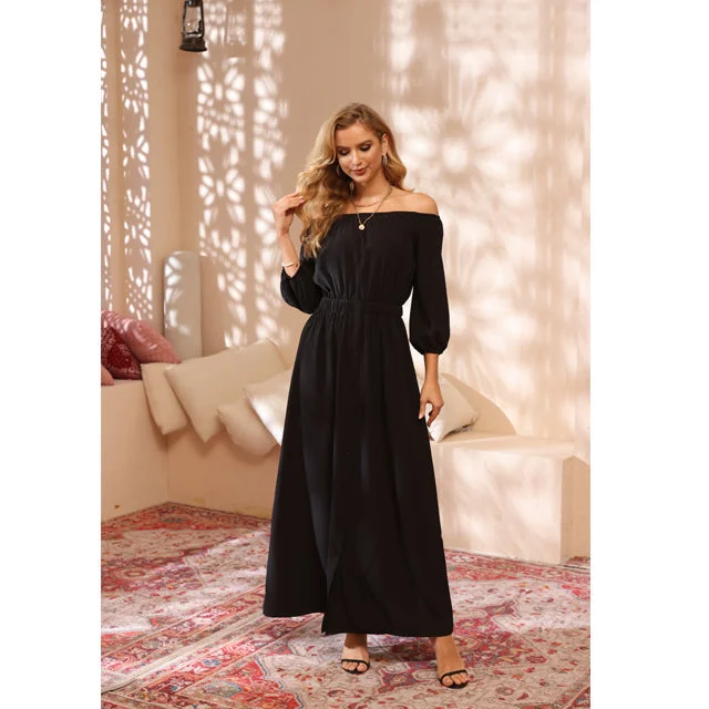Off Shoulder Long Sleeve Maxi Dresses Chic Off-Shoulder Maxi Dress