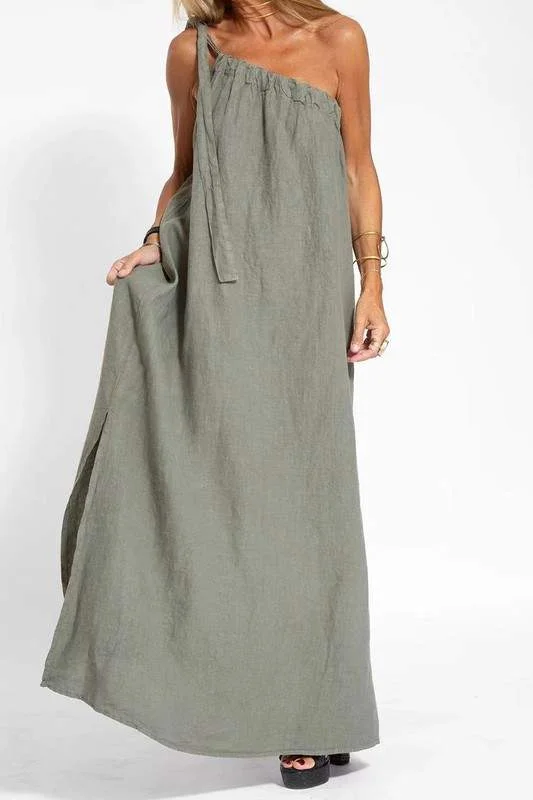 ONE STRAP MAXI DRESS Trendy Button Front Maxi Dress