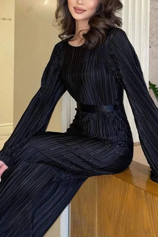 PLEATED FLARE SLEEVE MAXI DRESS Elegant Floral Maxi Dress