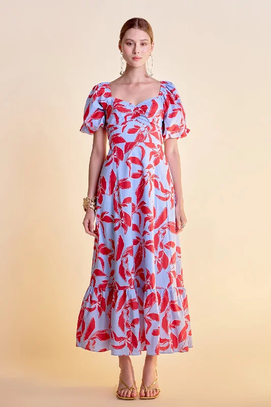 Print Back Bow tie Maxi Dress Chic Summer Floral Maxi Dress
