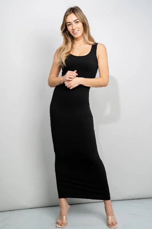 Scoop Neck Sleeveless Maxi Dress Comfortable Satin Maxi Dress