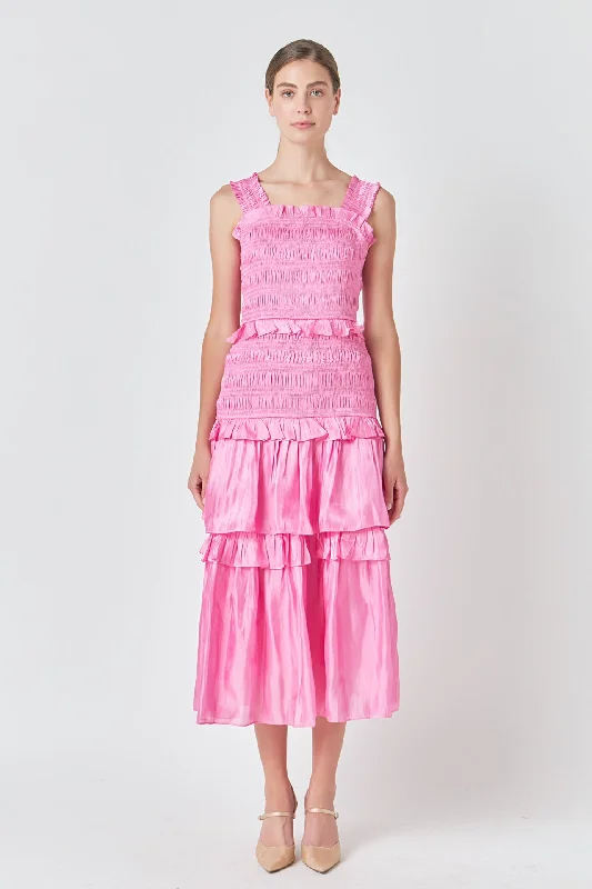 Sheen Smocked Maxi Dress Casual Maxi Dress with Pockets