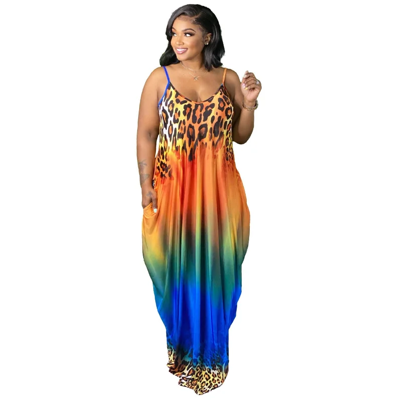 Spaghetti Strap Printed Maxi Dress Cozy Wrap Maxi Dress