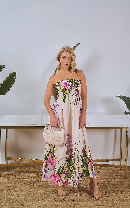Tube Floral Print Maxi Dress Classic Tulle Maxi Dress