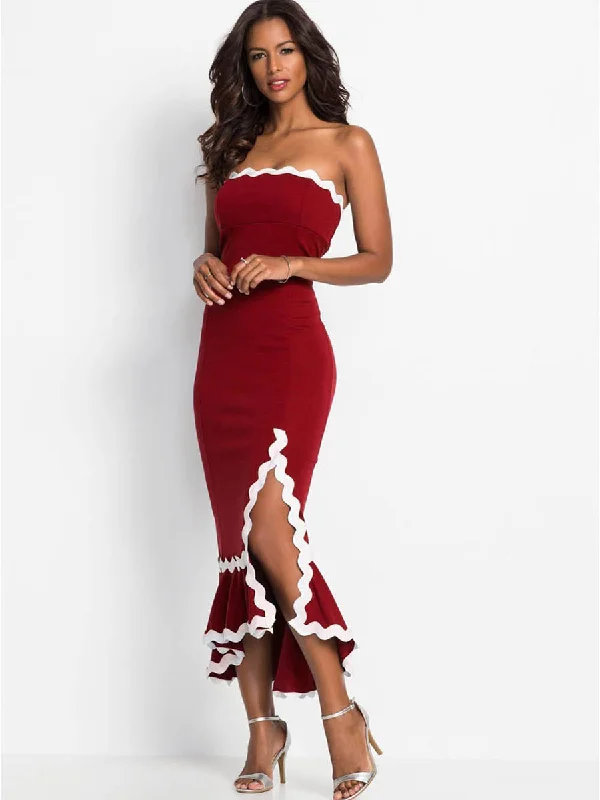 Women's Off Shoulder Bodycon Slit Maxi Dress Elegant Boho Maxi Dress