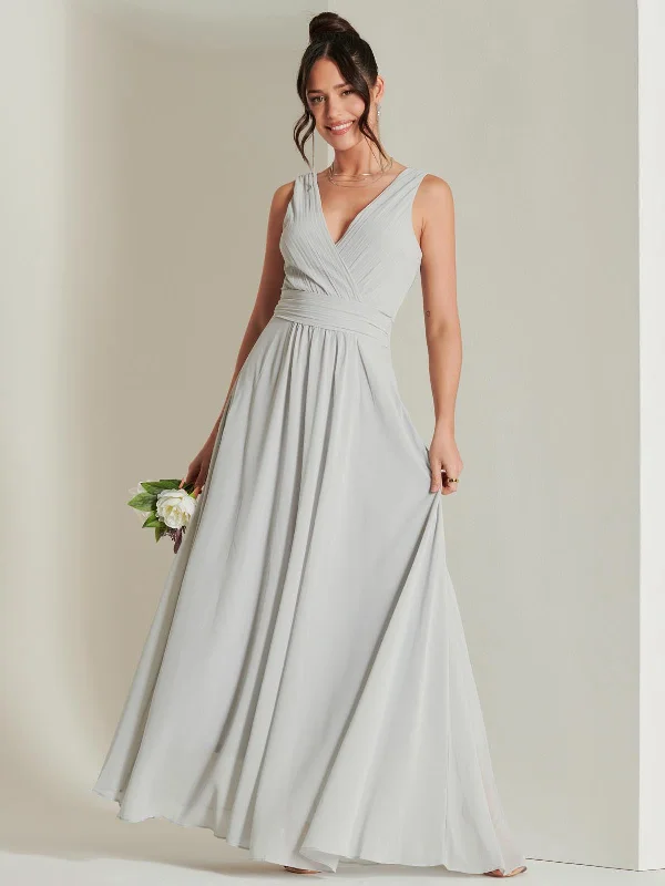 Wrap Bodice Chiffon Maxi Dress, Dove Trendy Off-Shoulder Ruffle Maxi Dress