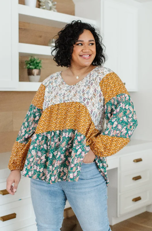 Hazel Blues® | Garden Party Blouse Elegant Semi-Sheer Blouse