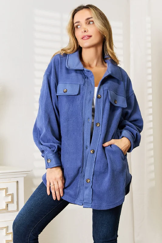 Hazel Blues® |  Heimish Cozy Girl Button Down Shacket Flowy Bohemian Blouse