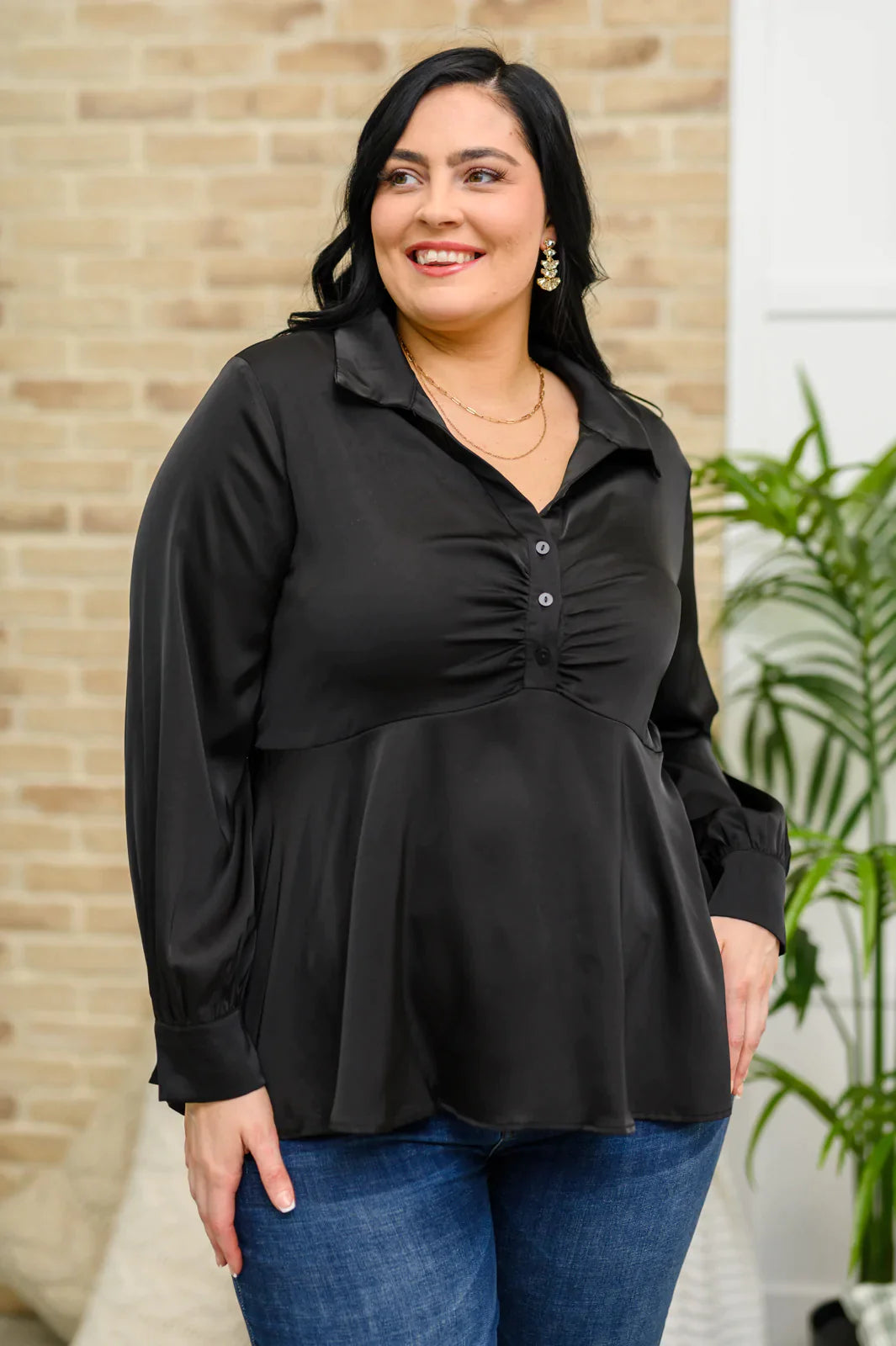 Hazel Blues® | Little Love Songs Blouse Elegant Peplum Blouse