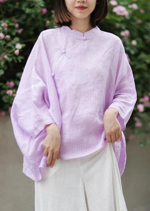 Organic stand collar linen Blouse Photography light purple striped blouse Satin Long Blouse Organic stand collar linen Blouse Photography light purple striped blouse Satin Long Blouse