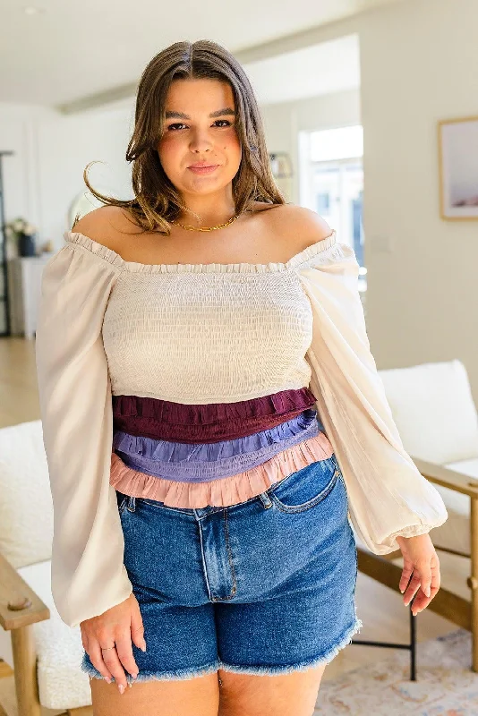 Hazel Blues® |  Shirley Smocked Ruffle Blouse Office-Ready Blouse