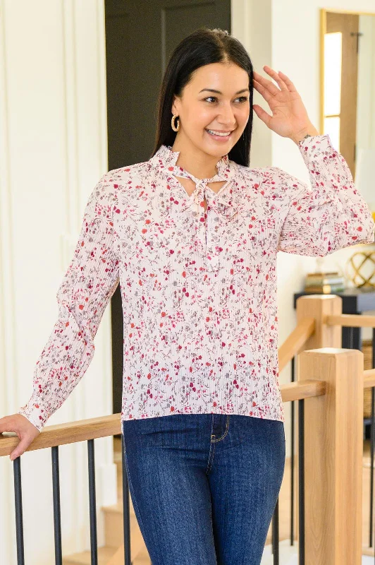 Hazel Blues® | Stella Notched Neck Floral Long Sleeve Blouse Silky Tunic Blouse