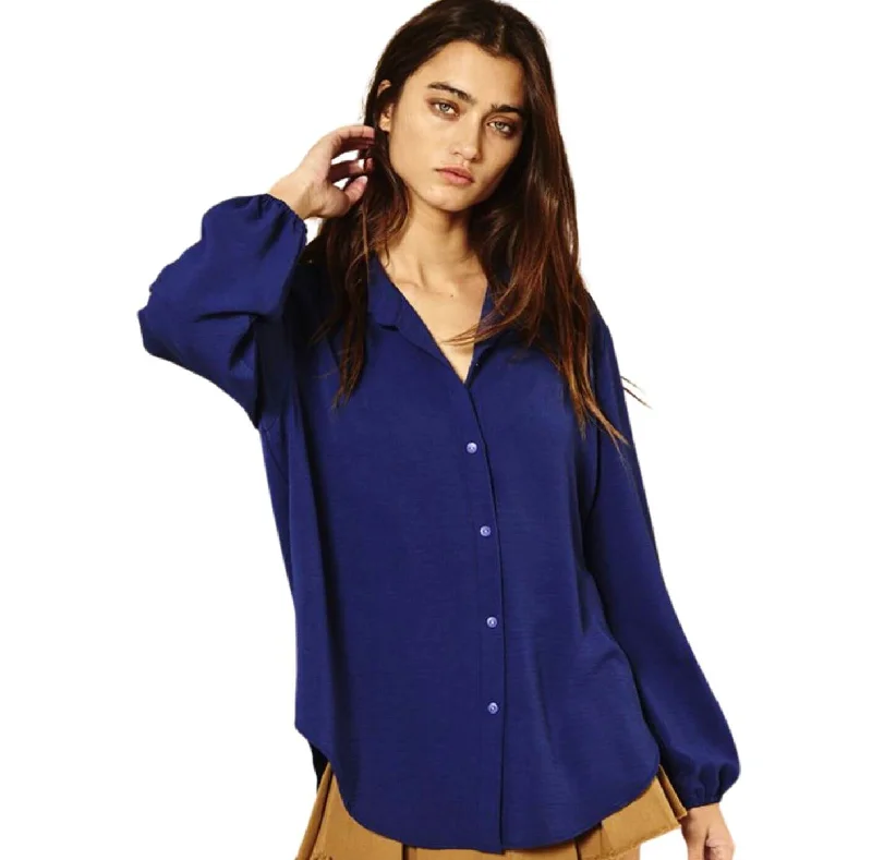 Simple & Stylish Button Down Blouse Made in USA Elegant Peplum Blouse