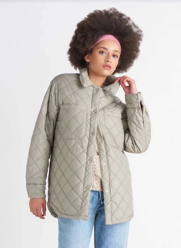 Dex Quilted Light Puffer Shacket Subtle Shimmer Blouse