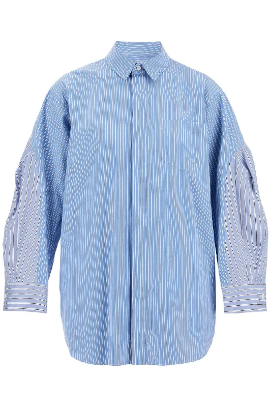 Mini Poplin Blouse In Chem  - Blue Asymmetric Hem Blouse