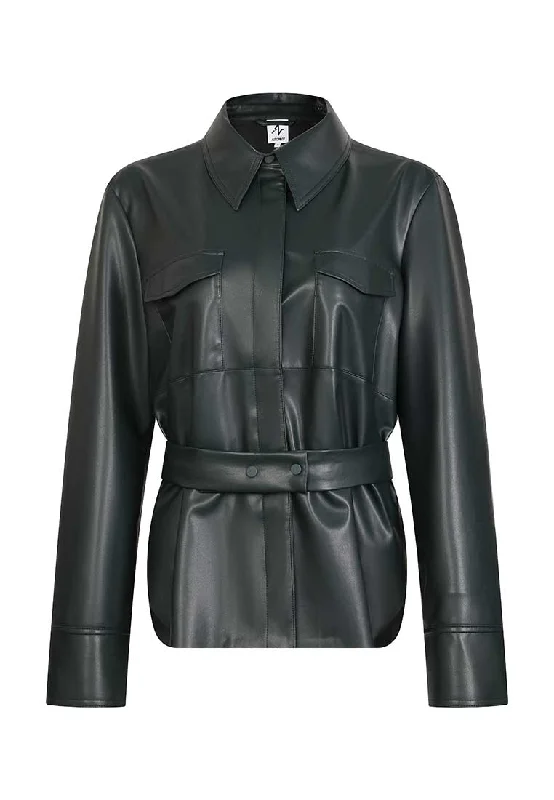Anatolia Vegan Leather Shacket Asymmetric Hem Blouse