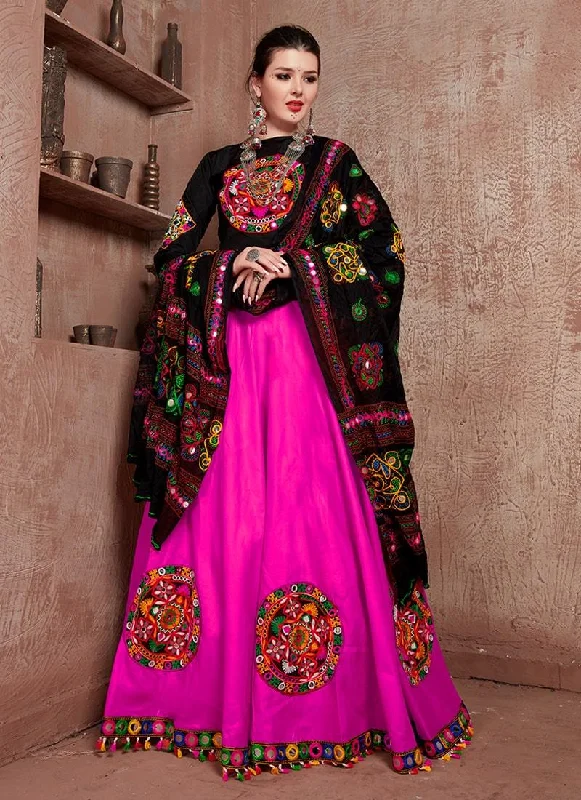 Bell Sleeve Blouse Pink Chaniya Choli For Navratri Lightweight Tunic Blouse