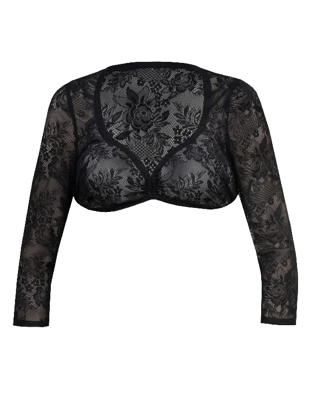 Black Floral Lace Sweetheart Dirndl Blouse Lightweight Floral Blouse