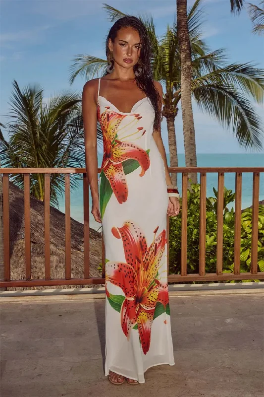 Bridgette Maxi Dress Trendy Floral Print Maxi Dress