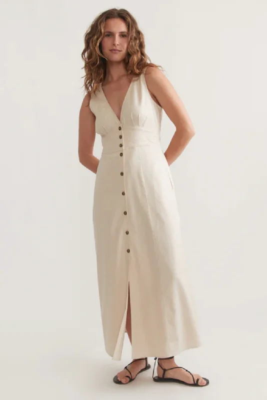 Camila Maxi Dress - Antique White Stylish One-Shoulder Maxi Dress