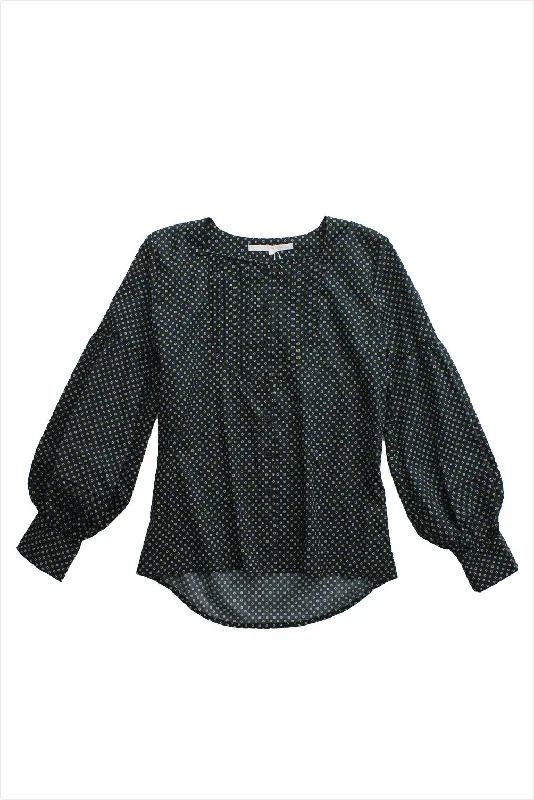 F&H Women’s Print Pintuck Blouse Feminine Puff Blouse