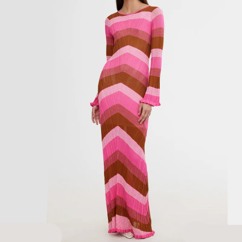 Gabriela Maxi Dress | Floss Stripe Pink Stylish Boho Maxi Dress