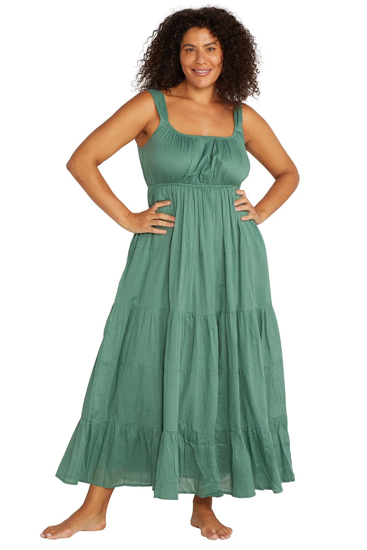 GREEN LISZT BEACH MAXI DRESS Casual Maxi Dress with Pockets