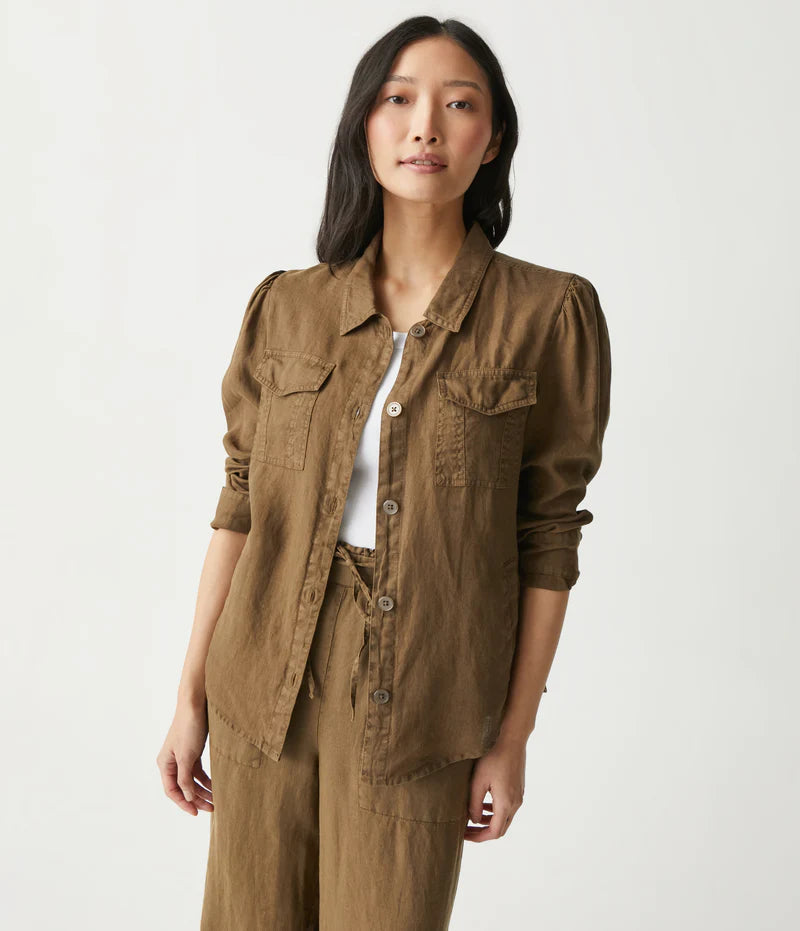 Jay Linen Shacket Backless Summer Blouse
