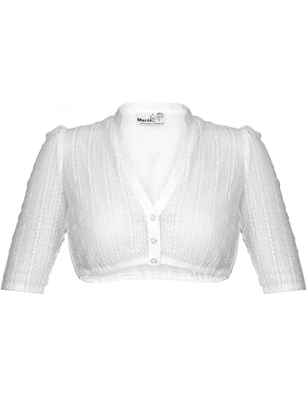 Lace V-Neck Dirndl Blouse w. Buttons Loose Oversized Blouse