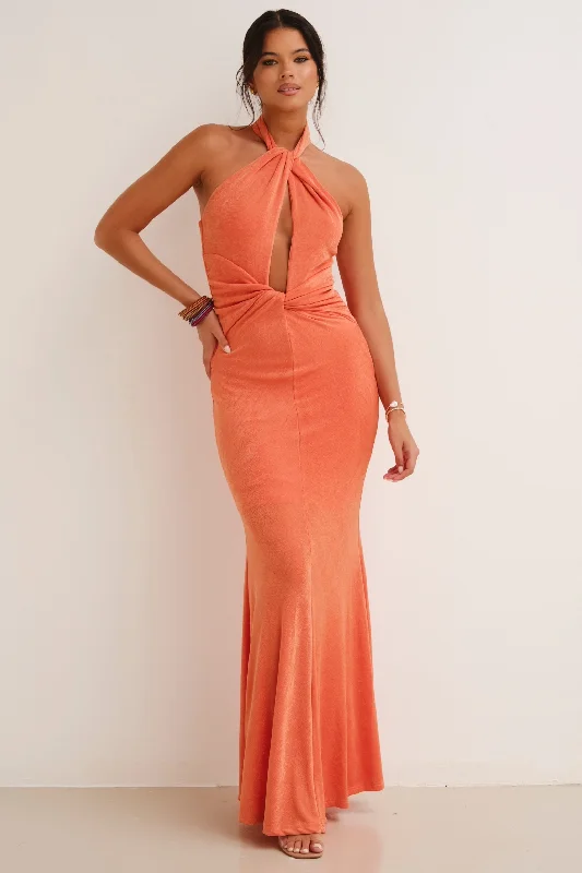 Malibu Maxi Dress Orange Cozy Open-Back Maxi Dress