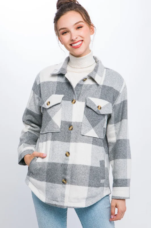 Myka Fleece Plaid Shacket- 4 Colors! Lightweight Linen Blouse