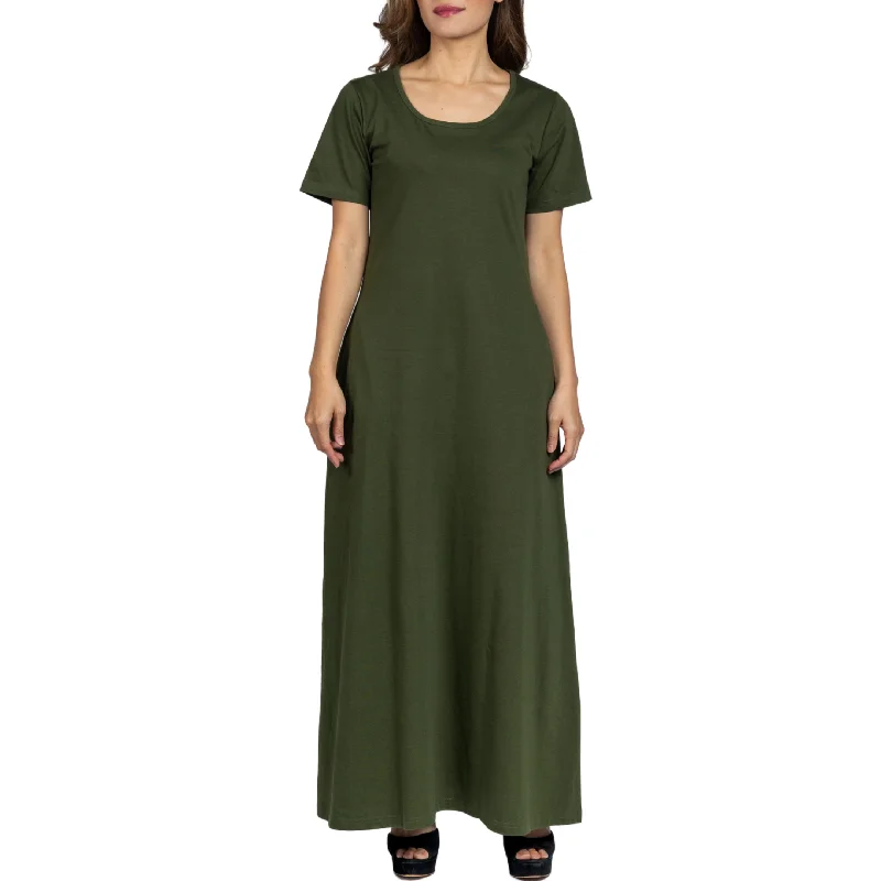 Olive Maxi Dress Elegant Maxi Dress with Ruffles