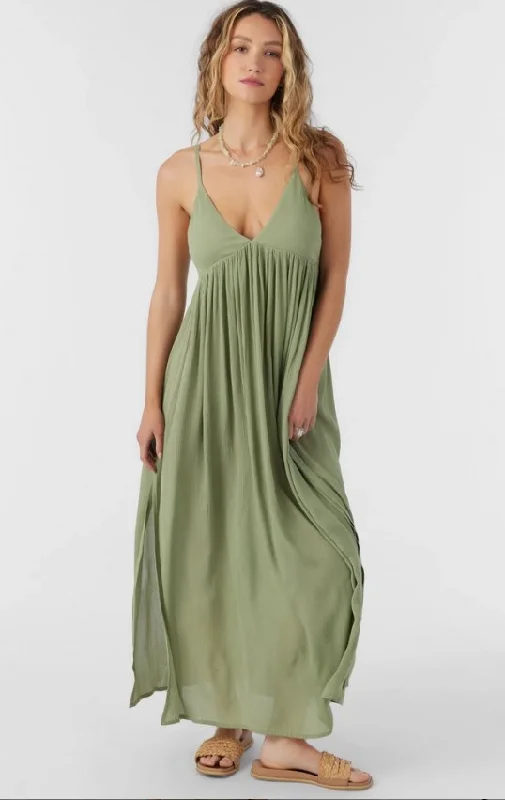 O'NEILL SALTWATER SOLIDS MEL MAXI DRESS Cozy Cold-Shoulder Maxi Dress