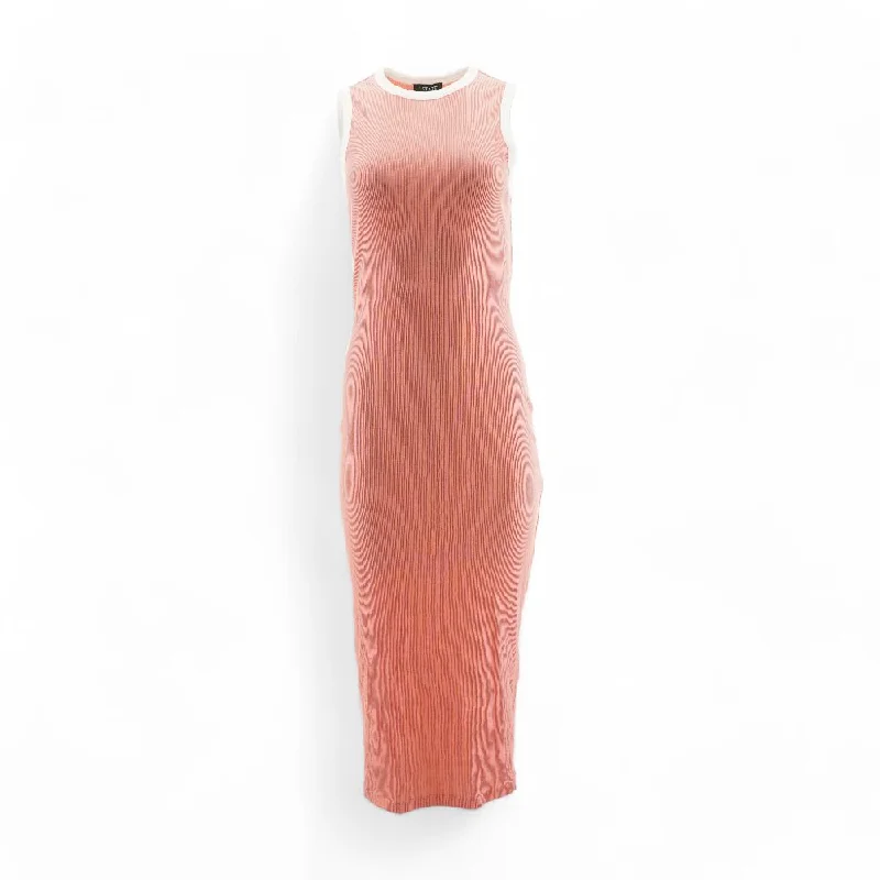 Peach Solid Maxi Dress Comfortable Long-Sleeve Maxi Dress