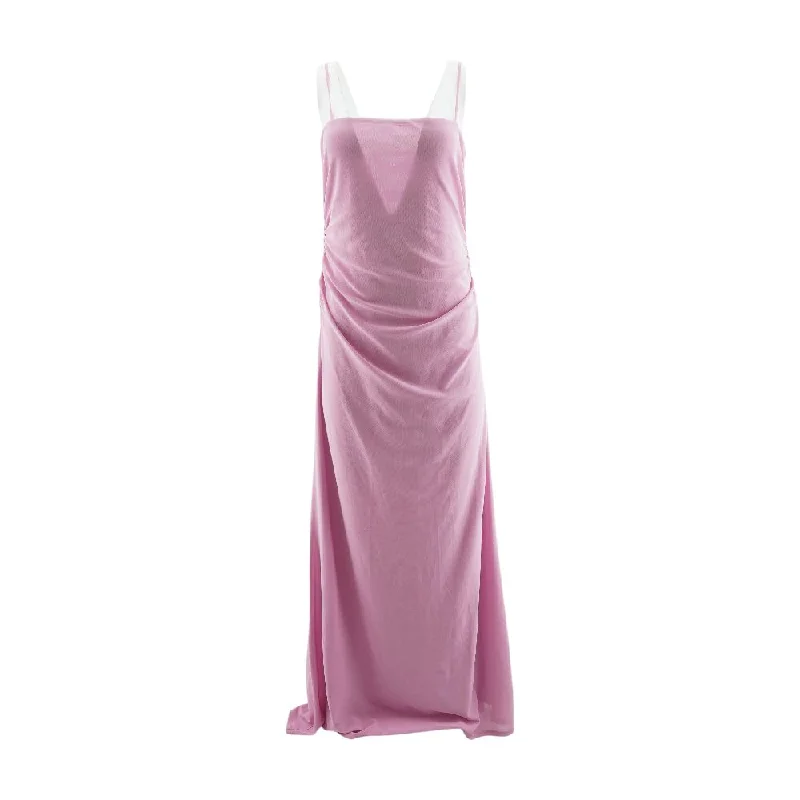 Pink Solid Maxi Dress Fashionable Button-Down Maxi Dress